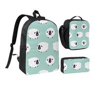 YXDVPALNE Motif de mouton animal mignon,Ensemble de 3 sacs à dos, sac à lunch et trousse pour étudiant