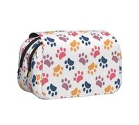 YXDVPALNE Motif de Patte d'animal sur Fond Blanc Trousse à Crayons Portable à Double Coque avec Fermeture éclair