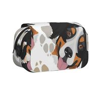 YXDVPALNE Motif de Pattes de Chien Bouvier Bernois Trousse à Crayons Portable à Double Coque avec Fermeture éclair
