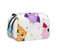 YXDVPALNE Motif imprimé Hibou Animal Mignon Trousse à Crayons Portable à Double Coque avec Fermeture éclair