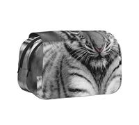 YXDVPALNE Motif Tigre Blanc Trousse à Crayons Portable à Double Coque avec Fermeture éclair