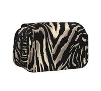 YXDVPALNE Motifs de Peau de zèbre Noir Trousse à Crayons Portable à Double Coque avec Fermeture éclair