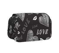 YXDVPALNE Mots d'amour en Forme de cœurs manuscrits Trousse à Crayons Portable à Double Coque avec Fermeture éclair