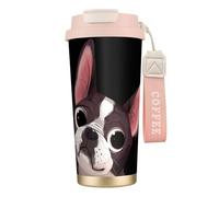 YXDVPALNE Nature du Boston Terrier,Tasse à café isotherme en acier inoxydable 316 avec cordon, 500 ml, idéale pour les voyages en voiture