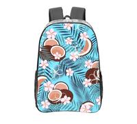 YXDVPALNE Noix de coco tropicale sur fond bleu,16 pouces Sac à dos décontracté Sac à dos transparent Sac d'école résistant à l'eau