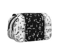 YXDVPALNE Note de Musique Blanche et Noire Trousse à Crayons Portable à Double Coque avec Fermeture éclair