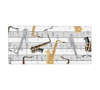YXDVPALNE Notes de Musique Saxophones,Tapis de Souris Grand Format pour Ordinateur, avec Base antidérapante en Caoutchouc, 40 x 90 cm