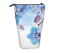 YXDVPALNE Orchidées Fleurs Naturelles,Trousse à Crayons télescopique, Porte-Crayons avec Pochette à Crayons zippée