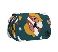 YXDVPALNE Os de Chien Mignons, Pattes de Chiot, cœurs d'amour colorés Trousse à Crayons Portable à Double Coque avec Fermeture éclair