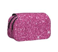 YXDVPALNE Paillettes Roses étincelantes Trousse à Crayons Portable à Double Coque avec Fermeture éclair