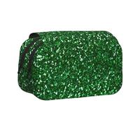 YXDVPALNE Paillettes Vertes Scintillantes Trousse à Crayons Portable à Double Coque avec Fermeture éclair
