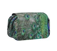 YXDVPALNE Paon affichant Ses Plumes, Ailes Ouvertes Trousse à Crayons Portable à Double Coque avec Fermeture éclair