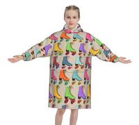 YXDVPALNE Patins à roulettes colorés Sweat à capuche surdimensionné pour enfants, couverture en flanelle, sweat-shirt couverture
