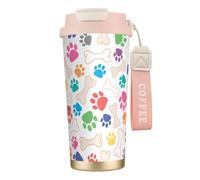 YXDVPALNE Patte et os de chien,Tasse à café isotherme en acier inoxydable 316 avec cordon, 500 ml, idéale pour les voyages en voiture
