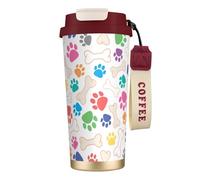 YXDVPALNE Patte et os de chien,Tasse à café isotherme en acier inoxydable 316 avec cordon, 500 ml, idéale pour les voyages en voiture
