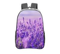 YXDVPALNE Paysage de fleurs de lavande violettes,16 pouces Sac à dos décontracté Sac à dos transparent Sac d'école résistant à l'eau