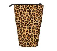 YXDVPALNE Peau à imprimé Animal léopard,Trousse à Crayons télescopique, Porte-Crayons avec Pochette à Crayons zippée