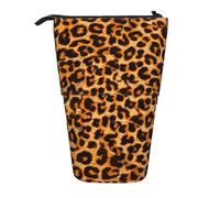 YXDVPALNE Peau d'animal à imprimé léopard,Trousse à Crayons télescopique, Porte-Crayons avec Pochette à Crayons zippée