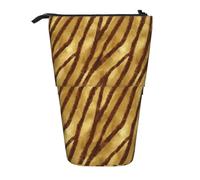YXDVPALNE Peau d'animal Africaine à Rayures Ocre,Trousse à Crayons télescopique, Porte-Crayons avec Pochette à Crayons zippée