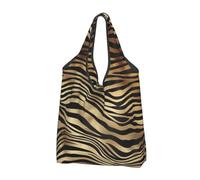 YXDVPALNE Peau d'animal zèbre noir et or africain sépia,Sacs de courses réutilisables, sacs fourre-tout pliables, sac de transport de grande capacité