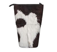 YXDVPALNE Peau de Vache Abstraite Afrique Animal Noir,Trousse à Crayons télescopique, Porte-Crayons avec Pochette à Crayons zippée