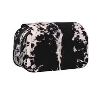 YXDVPALNE Peau de Vache Noire et Blanche Trousse à Crayons Portable à Double Coque avec Fermeture éclair