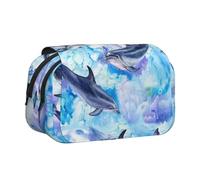 YXDVPALNE Peinture Dauphin Trousse à Crayons Portable à Double Coque avec Fermeture éclair