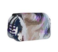 YXDVPALNE Peinture de Chien Border Collie Art Trousse à Crayons Portable à Double Coque avec Fermeture éclair