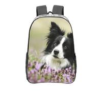 YXDVPALNE Pelouse Border Collie Animaux Border Collie Noir,16 pouces Sac à dos décontracté Sac à dos transparent Sac d'école résistant à l'eau