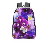 YXDVPALNE Pensée graphique Fleurs de printemps de Pâques,16 pouces Sac à dos décontracté Sac à dos transparent Sac d'école résistant à l'eau