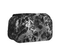 YXDVPALNE Pierre de marbre Noir, Argent, Graphite et Gris Trousse à Crayons Portable à Double Coque avec Fermeture éclair
