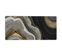 YXDVPALNE Pierre précieuse d'agate Noire et dorée Moderne,Tapis de Souris Grand Format pour Ordinateur, avec Base antidérapante en Caoutchouc, 40 x 90 cm