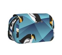 YXDVPALNE Pingouin polygone Abstrait Trousse à Crayons Portable à Double Coque avec Fermeture éclair