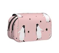 YXDVPALNE Pingouins Étoiles Oiseau de mer Trousse à Crayons Portable à Double Coque avec Fermeture éclair