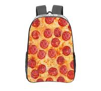 YXDVPALNE Pizza Pepperoni 3D,16 pouces Sac à dos décontracté Sac à dos transparent Sac d'école résistant à l'eau