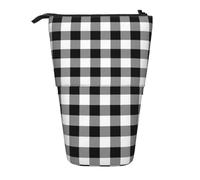 YXDVPALNE Plaid Buffalo Noir et Blanc,Trousse à Crayons télescopique, Porte-Crayons avec Pochette à Crayons zippée