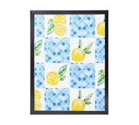 YXDVPALNE Plaid jaune citron bleu,Impressions d'art mural, cadre noir, peinture décorative à suspendre pour la maison, 30 x 40 cm