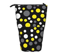 YXDVPALNE Pois Jaunes, Blancs et Noirs,Trousse à Crayons télescopique, Porte-Crayons avec Pochette à Crayons zippée