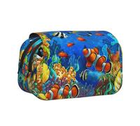 YXDVPALNE Poissons tropicaux, Corail, Monde sous-Marin imprimé Trousse à Crayons Portable à Double Coque avec Fermeture éclair