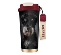 YXDVPALNE Portrait de Schnauzer gris foncé,Tasse à café isotherme en acier inoxydable 316 avec cordon, 500 ml, idéale pour les voyages en voiture