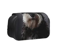 YXDVPALNE Portrait de Schnauzer Gris foncé Trousse à Crayons Portable à Double Coque avec Fermeture éclair