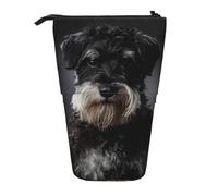 YXDVPALNE Portrait de Schnauzer Gris foncé,Trousse à Crayons télescopique, Porte-Crayons avec Pochette à Crayons zippée