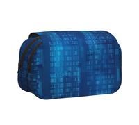 YXDVPALNE Programmeur Code Binaire Bleu Trousse à Crayons Portable à Double Coque avec Fermeture éclair