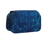 YXDVPALNE Programmeur Code Binaire Bleu Trousse à Crayons Portable à Double Coque avec Fermeture éclair