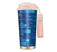 YXDVPALNE Programmeur Code Blue,Tasse à café isotherme en acier inoxydable 316 avec cordon, 500 ml, idéale pour les voyages en voiture