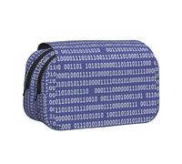 YXDVPALNE Programmeur Code Informatique Binaire Violet Trousse à Crayons Portable à Double Coque avec Fermeture éclair