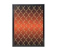 YXDVPALNE Quatre-feuilles dorées sur orange brûlé,Impressions d'art mural, cadre noir, peinture décorative à suspendre pour la maison, 30 x 40 cm