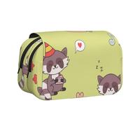 YXDVPALNE Raton Laveur Kawaii Mignon Trousse à Crayons Portable à Double Coque avec Fermeture éclair