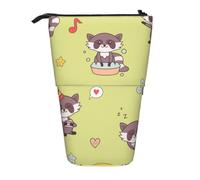 YXDVPALNE Raton Laveur Kawaii Mignon,Trousse à Crayons télescopique, Porte-Crayons avec Pochette à Crayons zippée