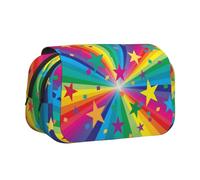 YXDVPALNE Rayons de confettis Arc-en-Ciel et étoiles Trousse à Crayons Portable à Double Coque avec Fermeture éclair